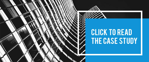 Click to Read Case Study is written on a blue rectangle against a black and white image of a skyscraper from ground perspective